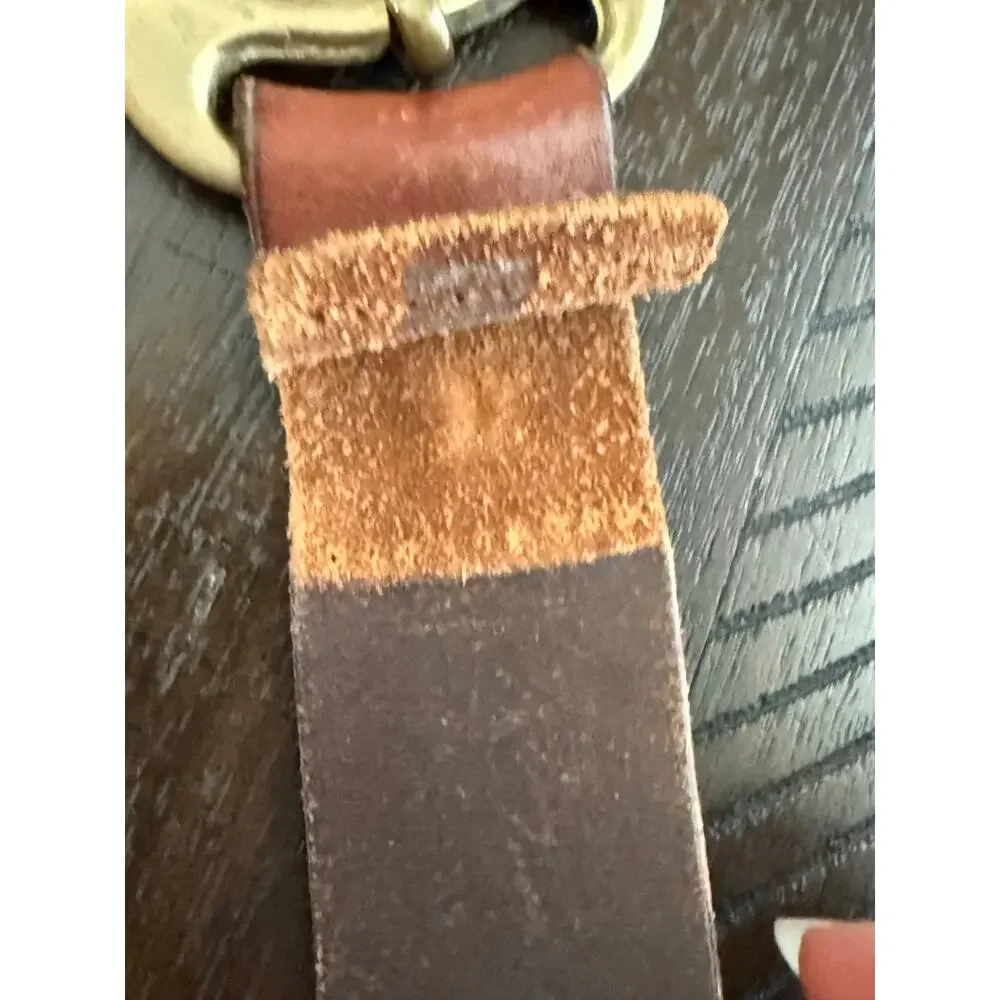 Rare Vintage Polo Ralph Lauren Brown Leather Belt Size 40 Brass Horseshoe Buckle